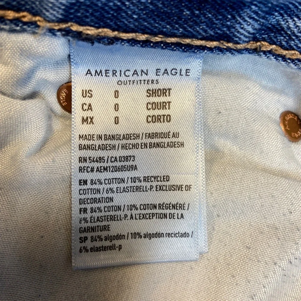 American Eagle Skater Jean Womens 0 Short High Rise Wide Leg Medium Wash Denim‎ - Picture 3 of 12